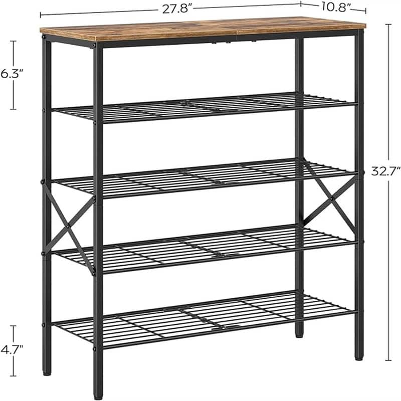 5-Tier Shoe Storage - 10.8"D x 27.8"W x 32.7"H