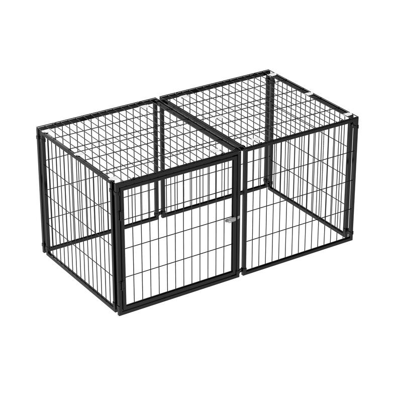 48" Iron Dog Kennel with Top, Pet Cage Indoor Outdoor Kennel