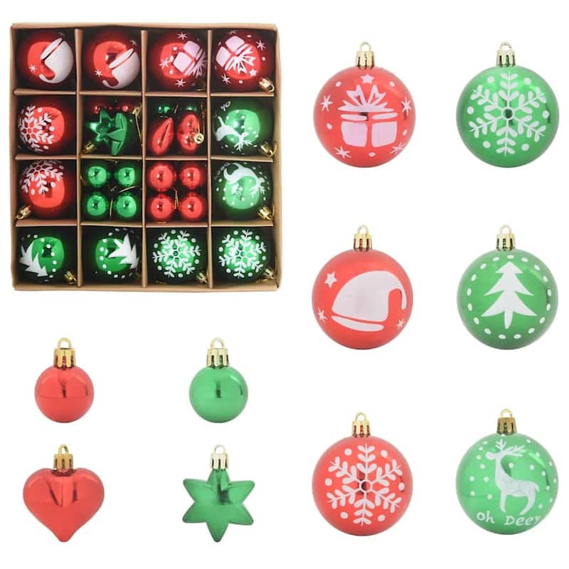 vidaXL Christmas Bauble Set 40 pcs Red and Green - 2.4 x 2.4 x 2.4