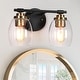 preview thumbnail 1 of 6, Fintch Modern Farmhouse 2-light Bathroom Vanity Light Fixture Industrial Black Gold Wall Sconce