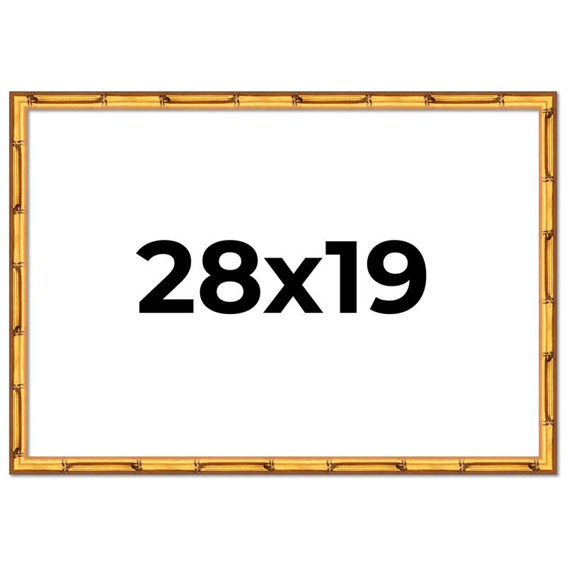 28x19 Frame Gold Bamboo Picture Frame Modern Photo Frame Includes UV Acrylic Shatter Guard Front Acid Free Foam Backing Board