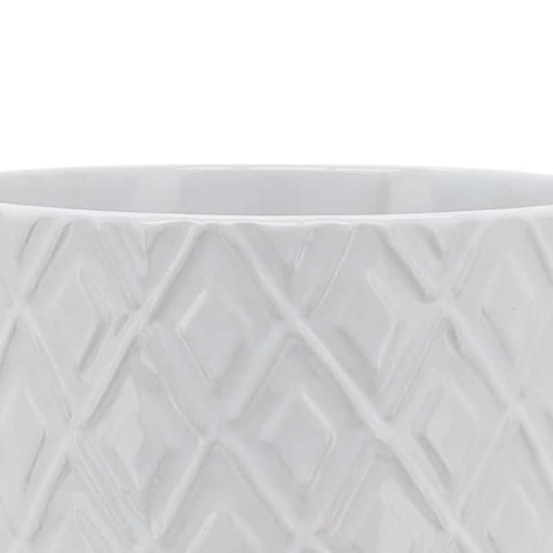 Sagebrook Home White Neutral Ceramic Planter Pot with Wood Stand
