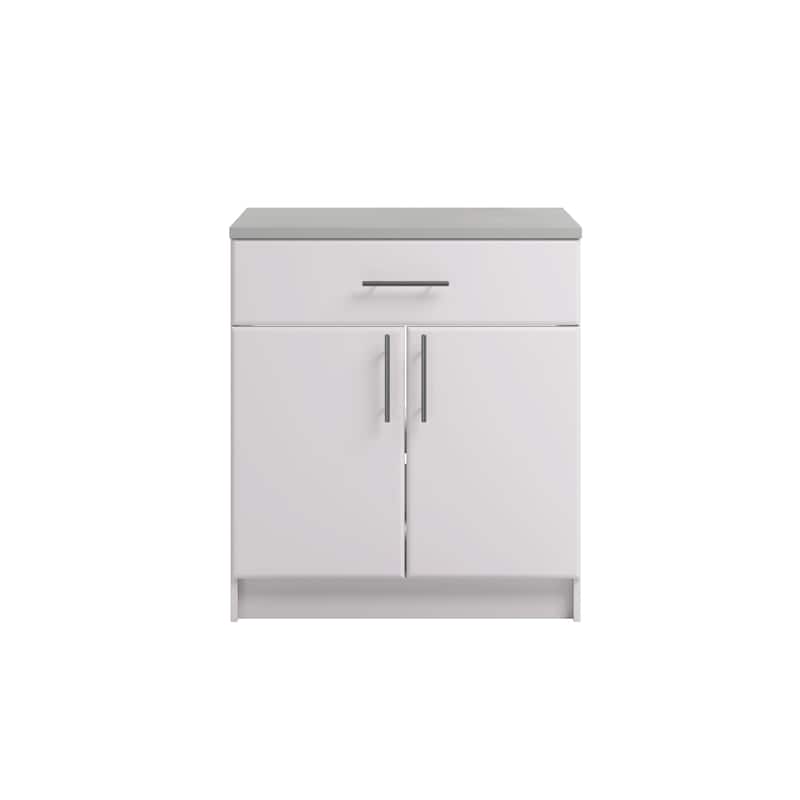 White 36" Cabinet with Adjustable Shelf, Storage Cabinet with Doors, Garage Cabinet with Drawer, Laundry Wood Cabinet - 36 Inch - White