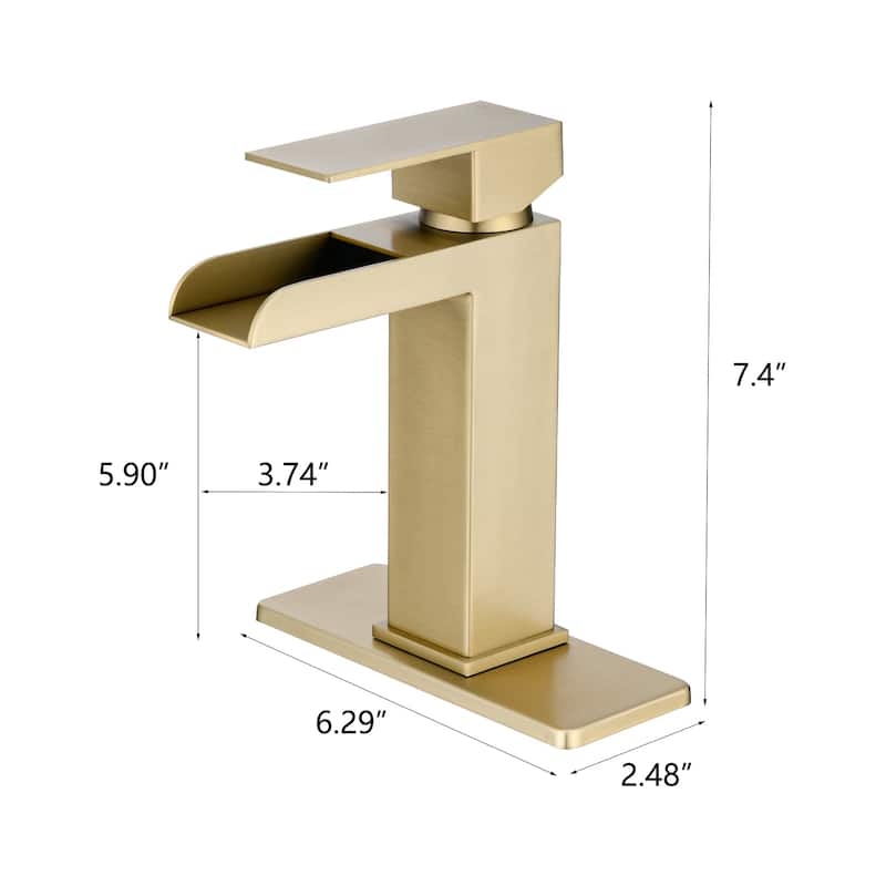 Modern Waterfall Single Handle Bathroom Sink Faucet with Overflow Pop Up Drain, Anti Corrosion and Rust Resistant