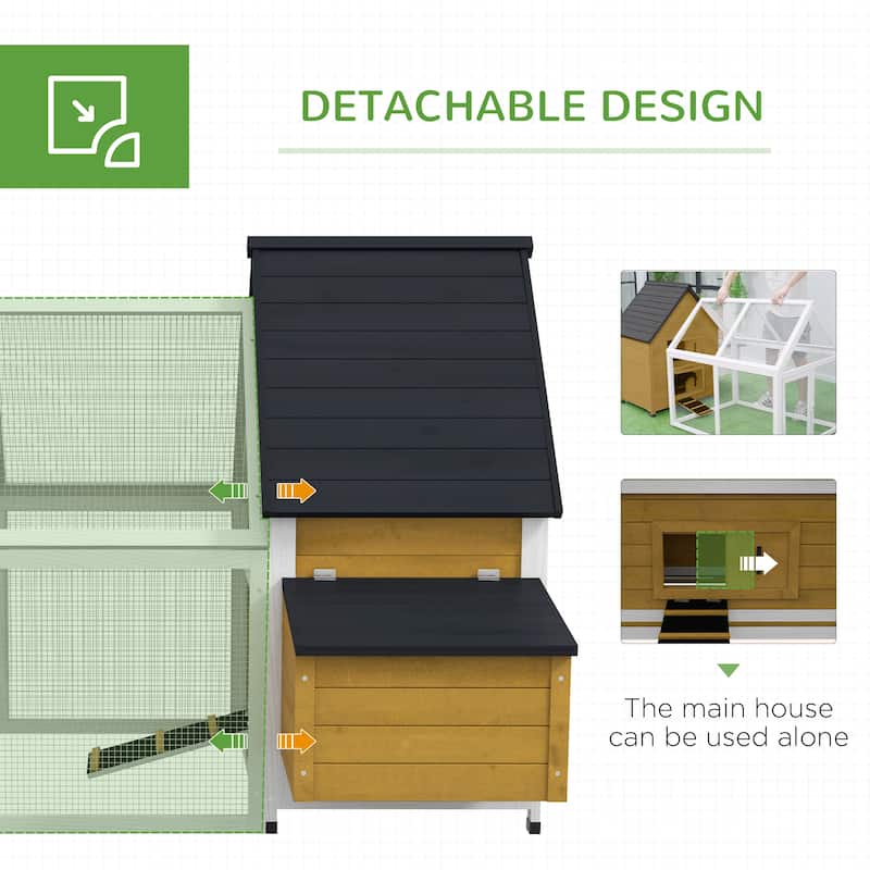 Large Wooden Chicken Coop with Nesting Box and Removable Tray Observation Windows for Backyard Poultry