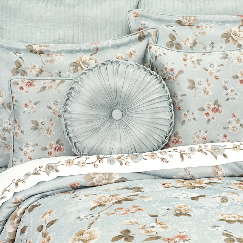 J. Queen New York Prestige Tufted Round Decorative Throw Pillow - Accent - Polyester - Spa