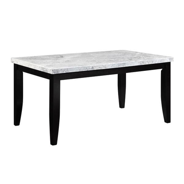 Dining Table with Marble Top and Black Finish Bed Bath & Beyond