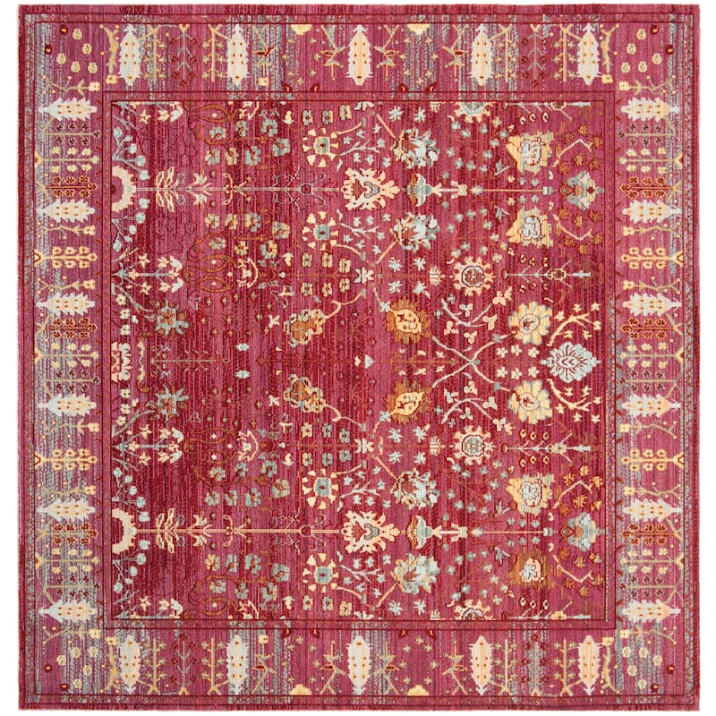 SAFAVIEH Valencia Insaf Vintage Boho Oriental Rug - 6'7" Square - Fuchsia/Multi
