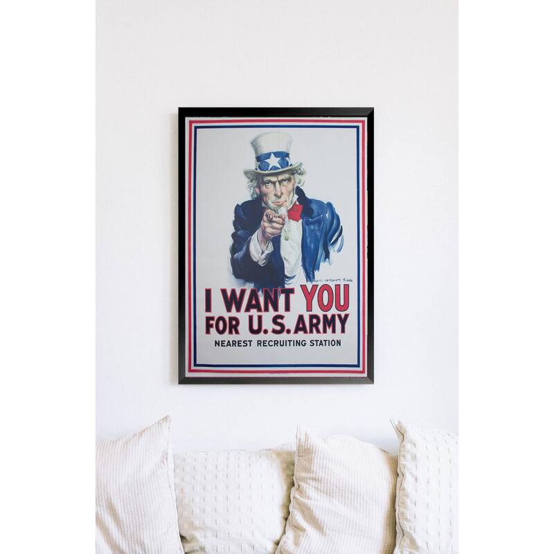 Uncle Sam U S Army Recruitment Framed Poster - 24 x 36 Inch