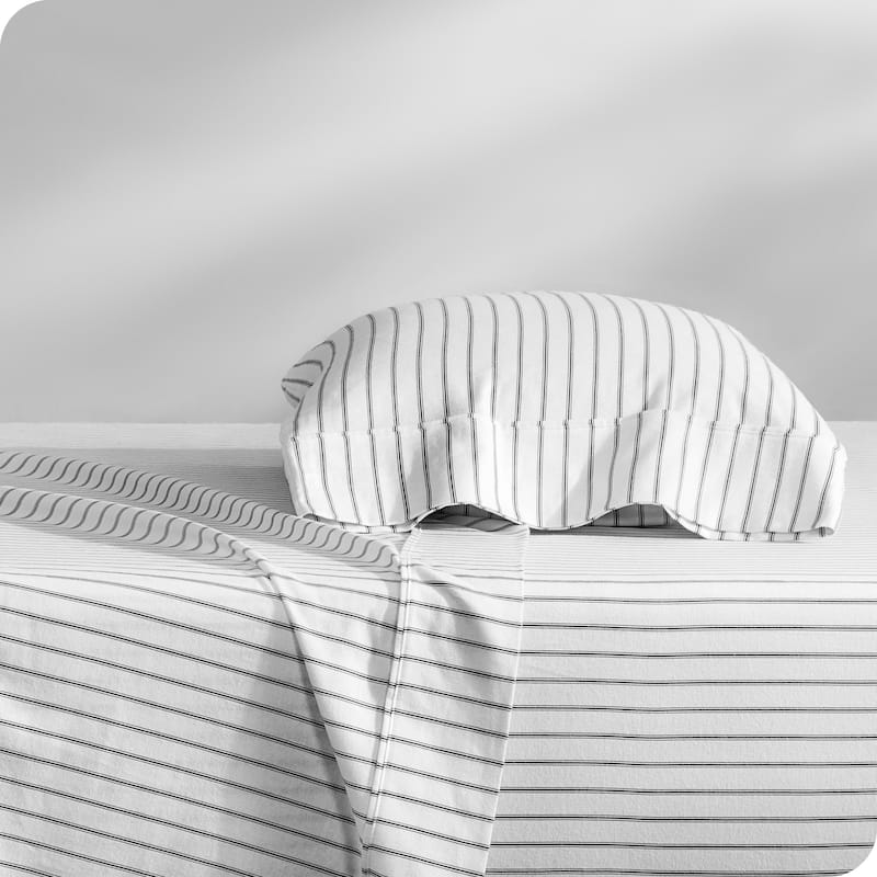 Bare Home Cotton Flannel Sheet Set - Velvety Soft Heavyweight - Twin XL - Ticking Stripe - White/Grey