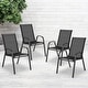 preview thumbnail 1 of 55, Outdoor Stacking Sling Patio Chairs (Set of 4) Black / Set of 4