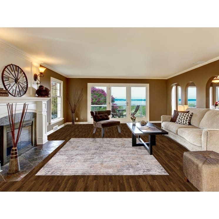 Beige Modern Abstract Area Rug Hand-Knotted Wool Carpet - 6'5"x 9'6"