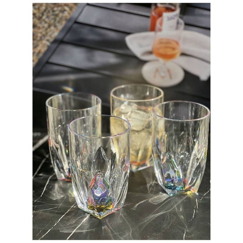 Rainbow Diamond Acrylic Glasses Drinking Set of 4