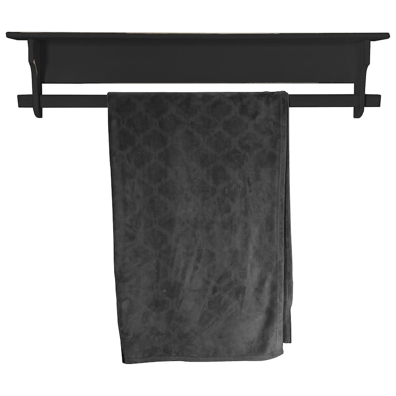 Farmhouse Shelf with Quilt Rack - 5 Foot - Black
