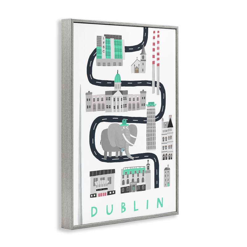 Stupell Dublin Whimsical Travel City Framed Giclee Art Design By Carla Daly