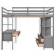 preview thumbnail 17 of 17, Full Size Loft Bed with Built-in Desk with 2 Drawers and Shelves, Grey