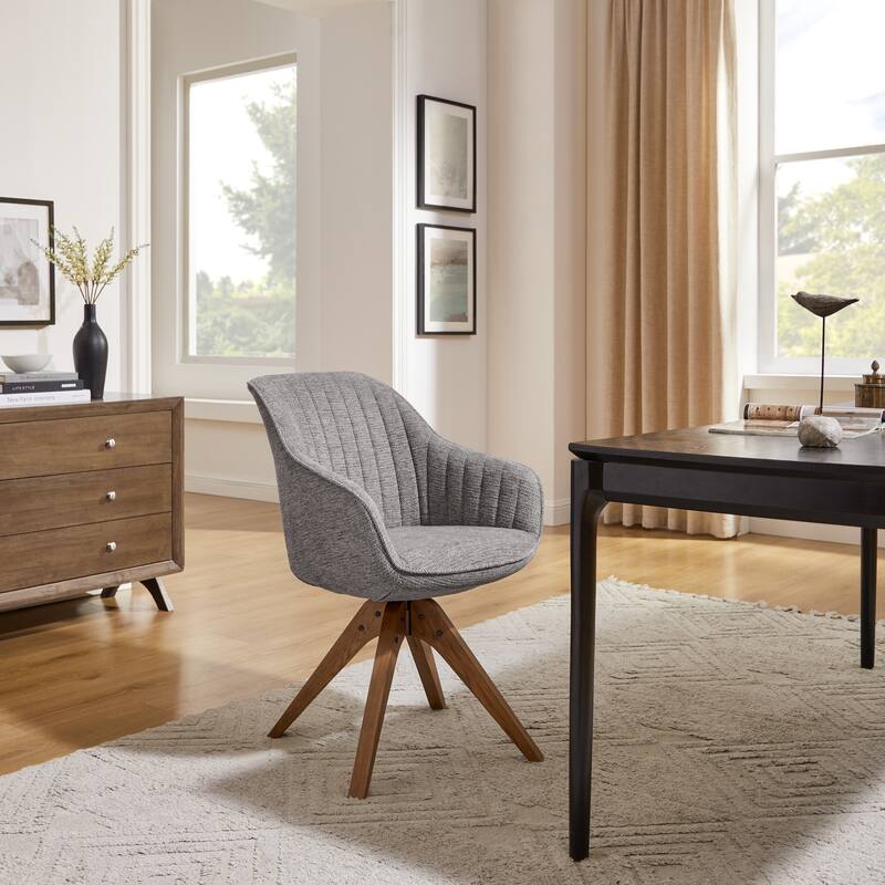 Art Leon Modern Home Office Swivel Arm Accent Chair with Wood Legs