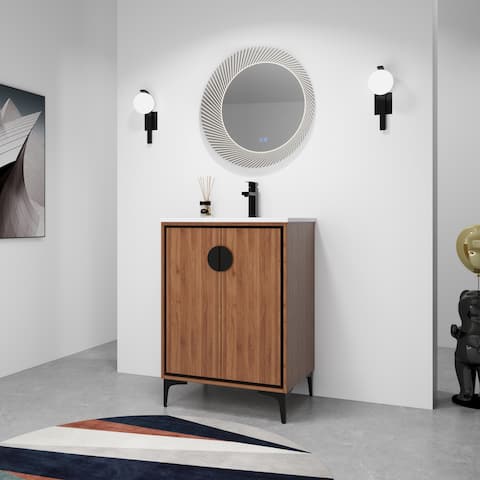 Malwee 24/30 FreeStanding Bathroom Vanity, Floor Stand Bathroom Vanity with Sink,Soft Close Door and Adjustable shelf