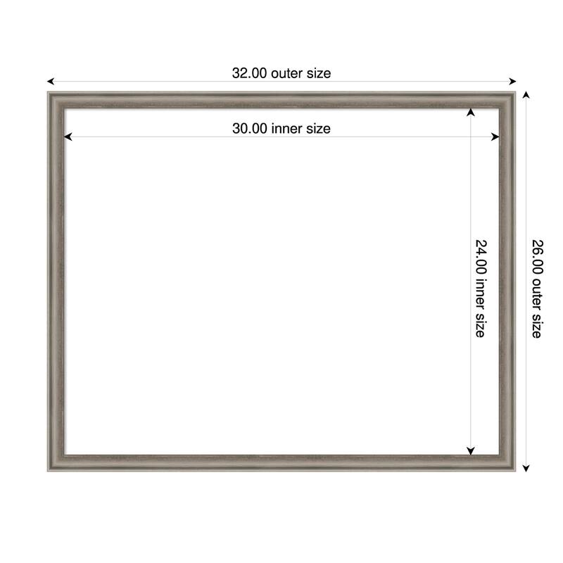 Amanti Art Salon Scoop Gold Framed Dry Erase Magnetic Board - 32 x 26 in - Salon Scoop Pewter