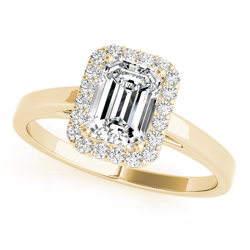 Auriya 14k Yellow Gold Lab Grown Emerald Diamond Halo Engagement Ring 0.50 to 5.00 ct. tw. (F-G VS) - 4.00 ct. center - 5.5