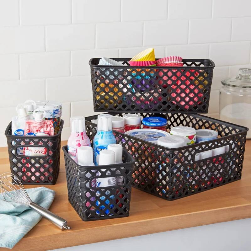 4 PCS Decorative Basket Set, Black, 2 Pack