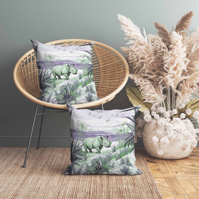 Coastal Rhino Faux Suede Reversible Throw Pillow Green and Purple