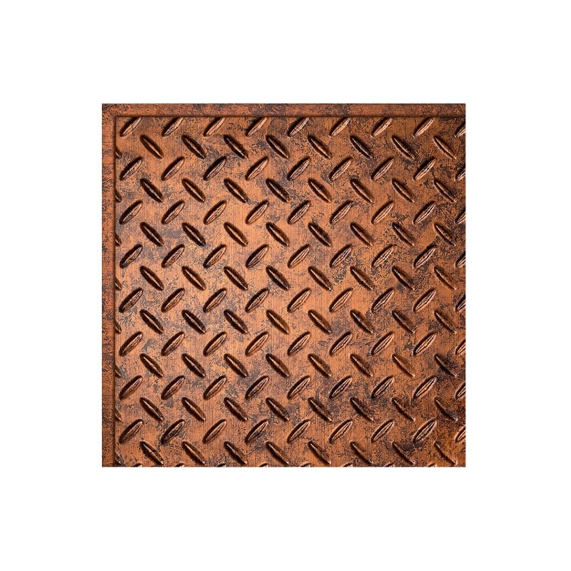 FASÄDE Diamond Plate Revealed Edge Decorative Vinyl 2ft x 2ft Lay in Ceiling Panel in Moonstone Copper (5 Pack) - 12in x 12in Sample - Moonstone Copper
