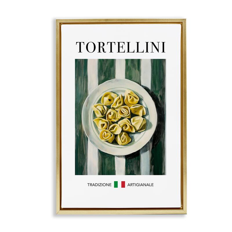 Stupell Traditional Tortellini Pasta Framed Floater Canvas Wall Art Design By Andreas Magnusson - 17 x 25 - Gold