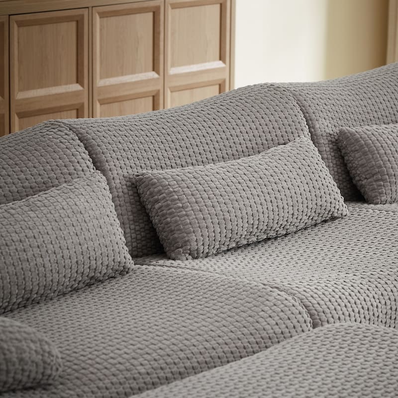 141.7" U-Shaped Corduroy Sectional Sofa with 2 Ottomans, No Assembly Required