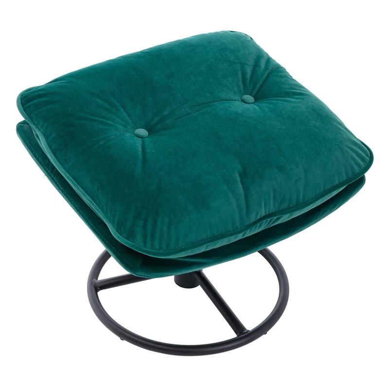 Velvet Swivel Accent Chair with Ottoman & Metal Legs (360° Rotation)