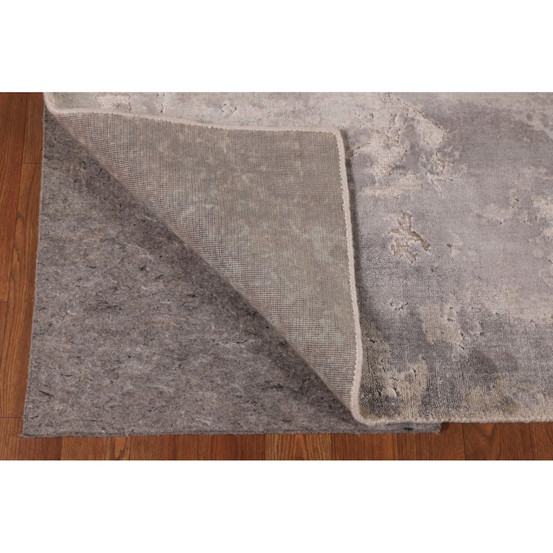 Abstract Modern Area Rug Hand-Knotted Grey Wool Carpet - 5'3"x 7'6"