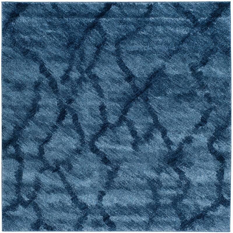 SAFAVIEH Retro Delfina Modern Abstract Distressed Rug - 4' Square - Blue/Dark Blue - Square/Runner