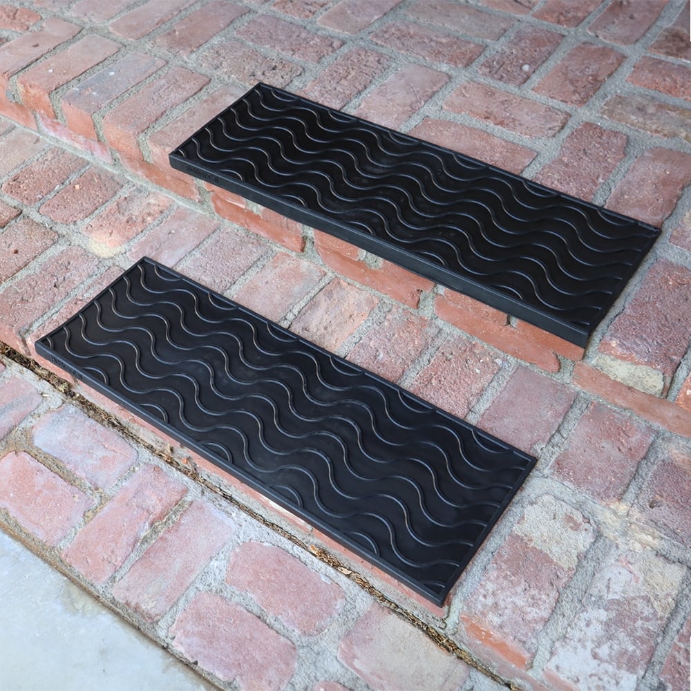 Rubber-Cal "Waves" Rubber Stair Mats - 9.75" x 29.125" - 6 pack - 29.125" x 9.75" x 0.1875"