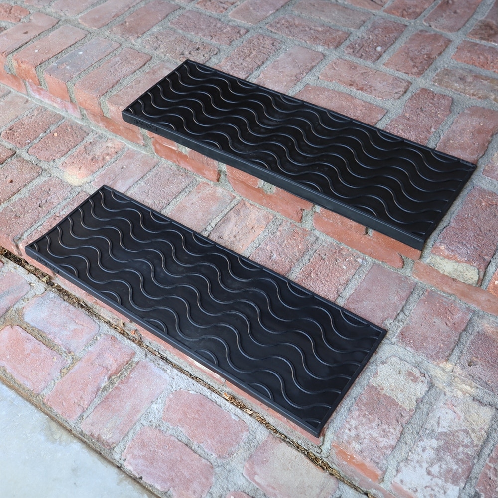 Rubber-Cal "Waves" Rubber Stair Mats - 9.75" x 29.125" - 6 pack - 29.125" x 9.75" x 0.1875"