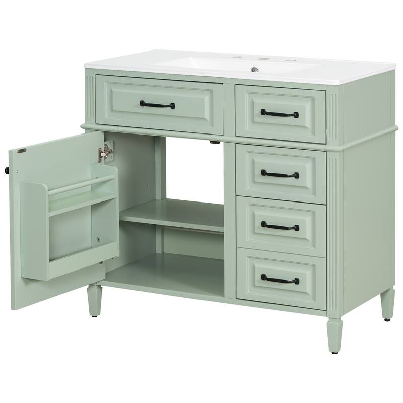 GDFStudio - Alexander Whitmore Modern Freestanding Bathroom Vanity with Flip Drawer Storage