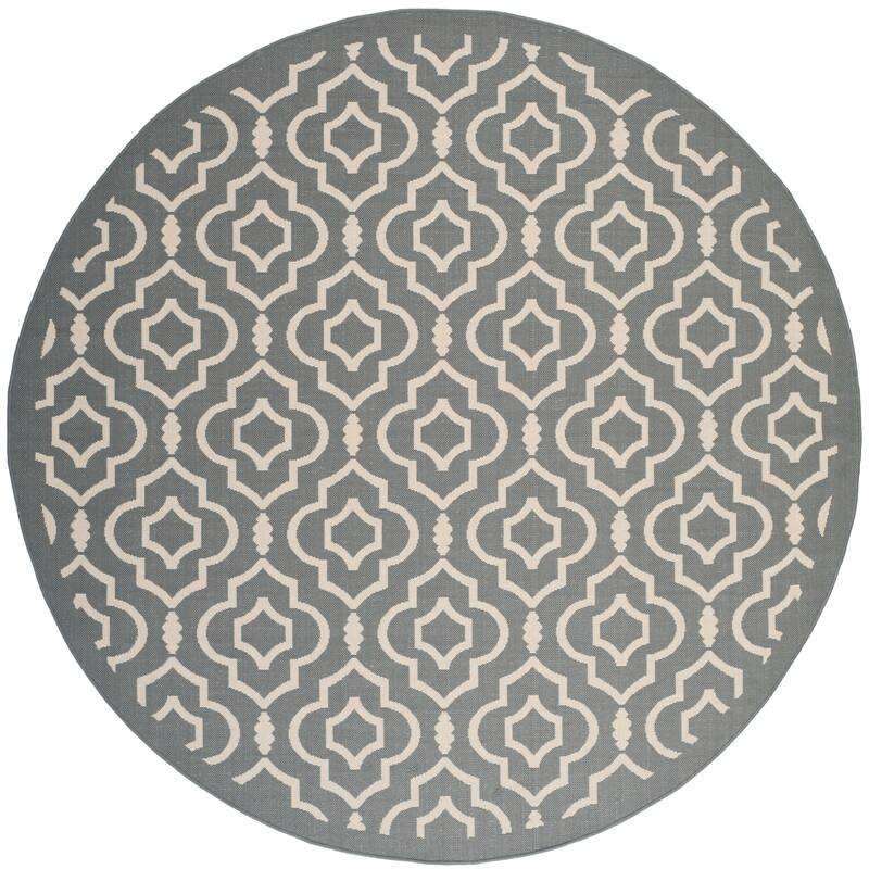 SAFAVIEH Courtyard Ketty Indoor/ Outdoor Waterproof Patio Backyard Rug - 5'3" Round - Anthracite/Beige