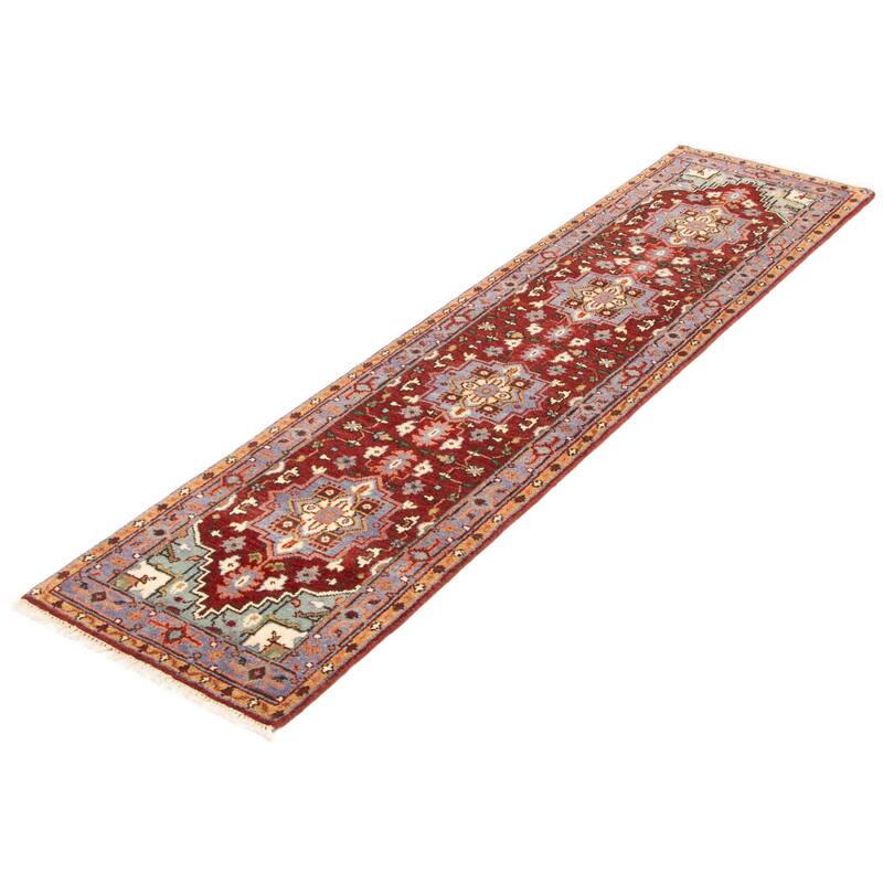 ECARPETGALLERY Hand-knotted Serapi Heritage Dark Red Wool Rug - 2'5 x 10'2