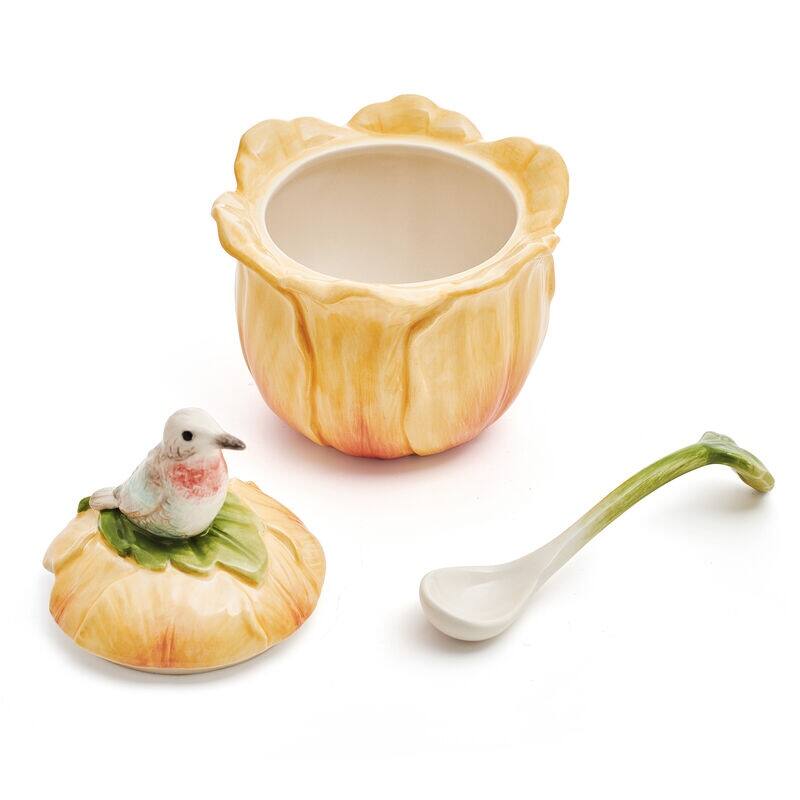 Fitz and Floyd Meadow Condiment Jar and Spoon Set
