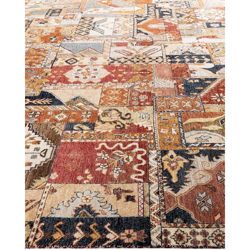 Patchwork One-of-a-Kind Hand-Knotted Area Rug, Multicolor - 9' 3" x 11' 10"