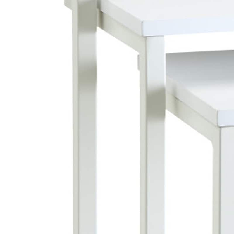 Modern White Solid Wood Nesting Tables Set of 3 with Steel Frame for Living Room or Bedroom - 23.5"H x 18"L x 12"W