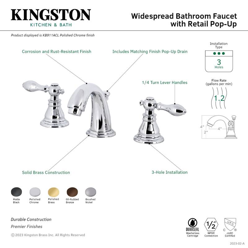Kingston Brass American Classic Deck Mount Widespread Bathroom Faucet