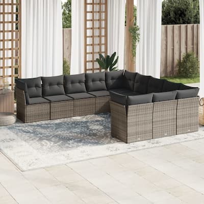 vidaXL Garden Sofa Set Grey PE Rattan Large Modular Garden Sofa Set - 24.4 x 24.4 x 27.2