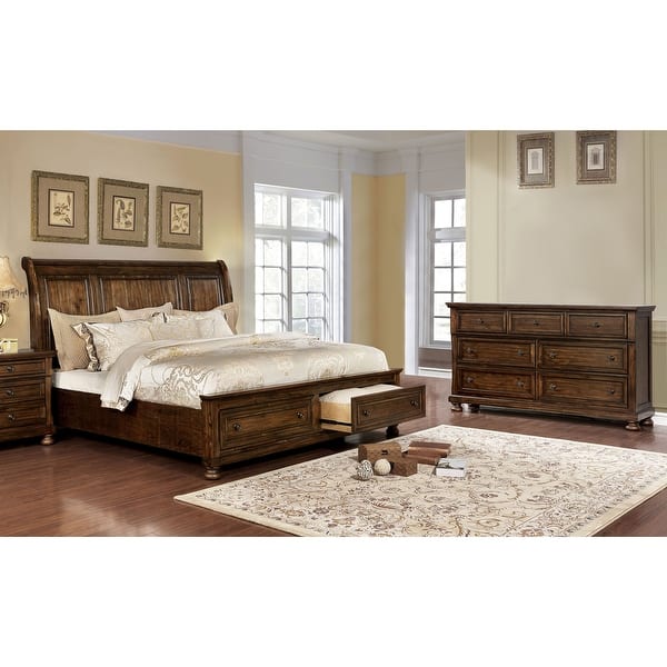 Furniture Of America Mallone Dark Oak 2 Piece Bed And Dresser Set On Sale Overstock 30374679