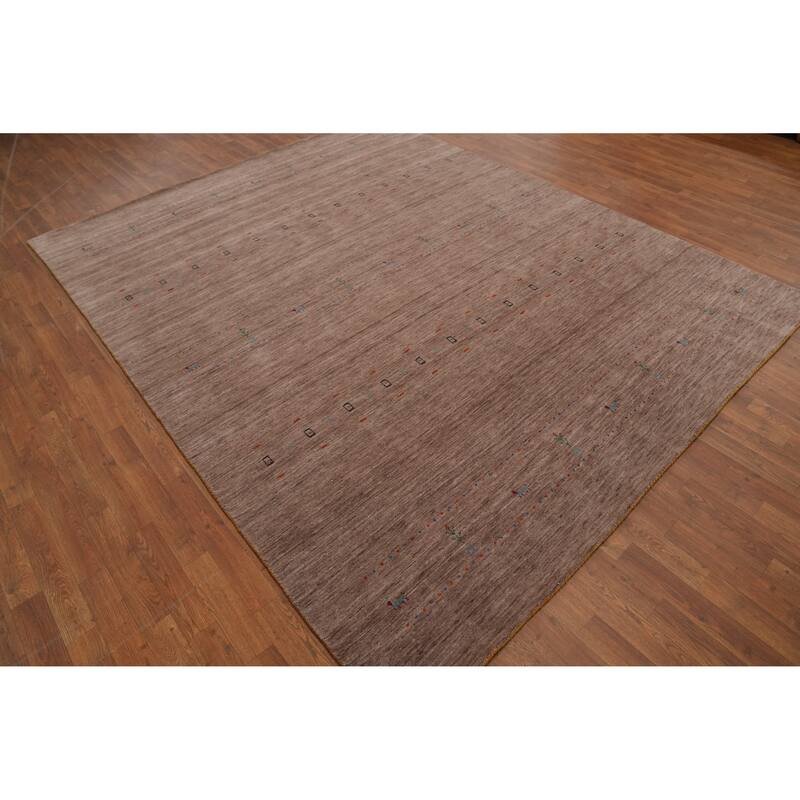 Hand Knotted Oriental 100% Wool Carpet Tribal Animal Pictorial Brown Gabbeh Area Rug - 9' 11'' X 8' 0''