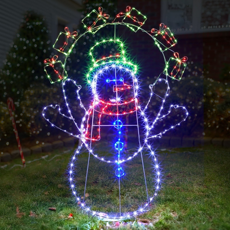 5FT Pre-lit 2D Fun Juggling Snowman Christmas Yard Decorations