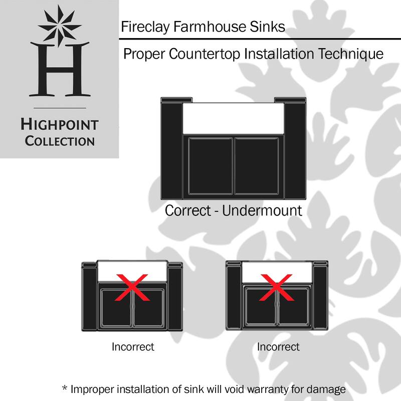 Highpoint Collection Fireclay Reversible Double Lip Farmhouse Sink