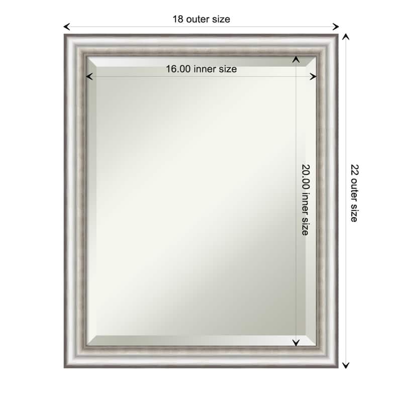 Beveled Bathroom Wall Mirror - Salon Silver Narrow Frame - Salon Silver Narrow - 18 x 22 in