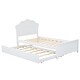 preview thumbnail 6 of 11, Wood Platform Bed with Flower Shape Headboard & Trundle Bed, White