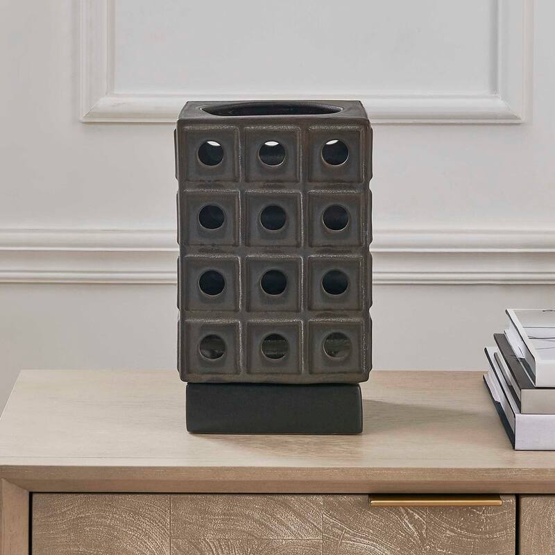 Uttermost Lattice Indoor-Outdoor Lantern Candleholder - 7.00" W x 12.00" H x 7.00" D