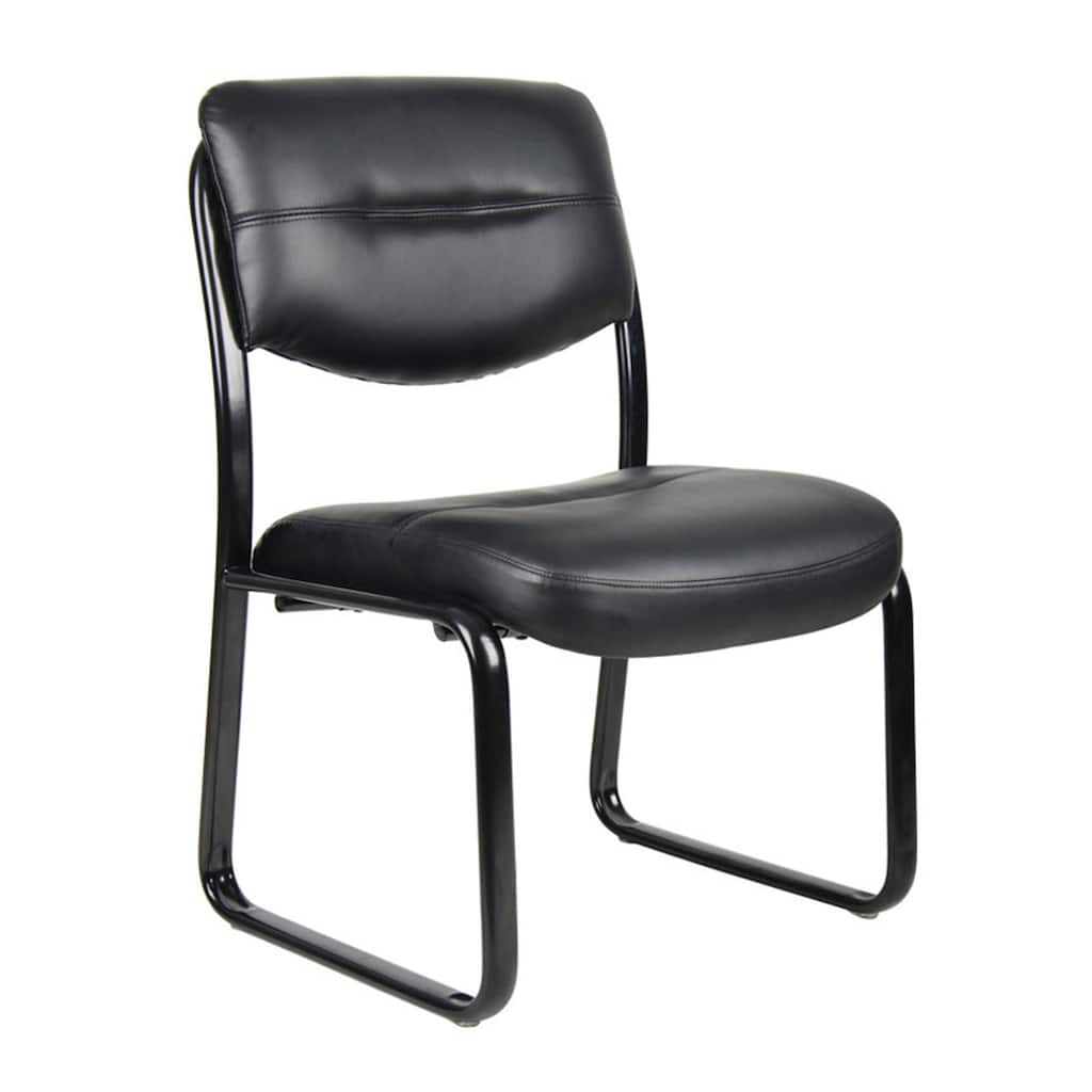 Eve Side Chair with Sled Base, Steel Frame, Black Faux Leather